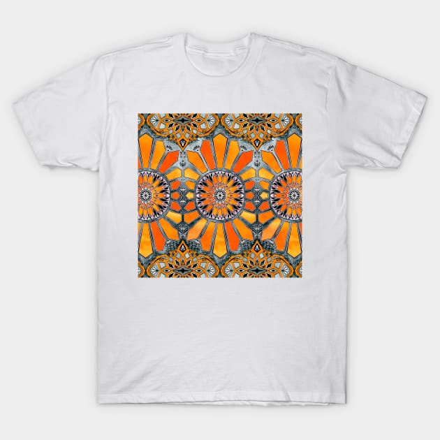 Celebrating the 70's - tangerine orange watercolor on grey T-Shirt by micklyn